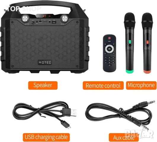 Висококачествена тонколона с микрофони от Hotec Wireless Bluetooth , снимка 5 - Аудиосистеми - 48498369