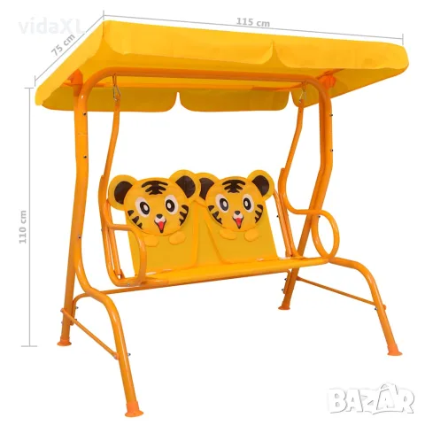 vidaXL Детска градинска люлка, жълта, 115x75x110 см, текстил, снимка 6 - Детски люлки - 56147652