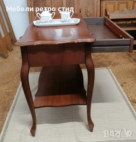 Антична дървена маса в  класически стил вдъхновен от епохата на '' Луи XV'. , снимка 9 - Маси - 53466145