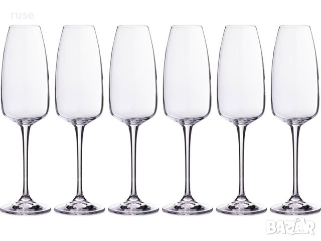НОВИ! Чаши за шампанско 6 броя Bohemia Anser кристално стъкло