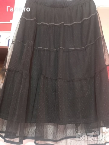 Черна пола с ластик на талията     , снимка 4 - Поли - 50660640