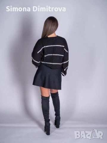 Пуловер на ленти-Kristin в черно, снимка 2 - Блузи с дълъг ръкав и пуловери - 52659910