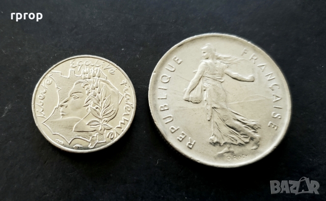 Монети. Франция. 5 и 10 франка., снимка 2 - Нумизматика и бонистика - 36089265