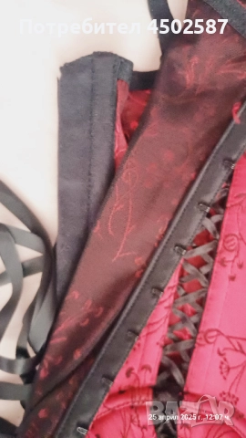 Комплект червен корсет със жартиери и прашки, снимка 17 - Корсети, бюстиета, топове - 51884806