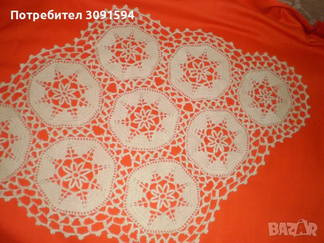 Винтидж ръчно плетено памучно каре за маса, снимка 5 - Други ценни предмети - 49222071