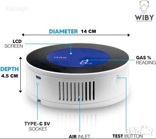 WiFi газодетектор, с LCD дисплей, съвместим с Alexa/Google Home, снимка 5 - Резервни части за телефони - 53672073