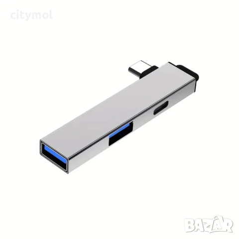 TYPE C Хъб с 2 x USB3.0 5Gbps + TYPE C порта, пренос на данни, мулти сплитер OTG за PC лаптоп ноутбу