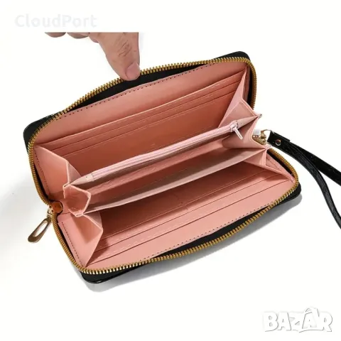 Елегантен дамски портфейл с крокодилски модел от изкуствена кожа, Синьо, снимка 2 - Портфейли, портмонета - 49611252