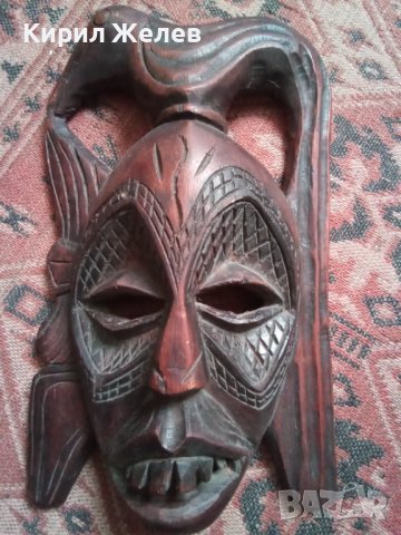 Махагонова маска ритуална стара дървена традиционно изкуство от Африка 43738, снимка 7 - Колекции - 44334958