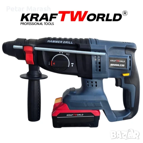 Акумулаторен комплект KraftWorld 5в1 – Лазерен Нивелир, Гайковерт – Винтоверт, Перфоратор, Ъглошлайф, снимка 12 - Винтоверти - 51051114