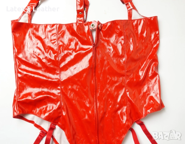 Червено лачено боди с отворени чашки и дъно, снимка 5 - Бельо - 52190741