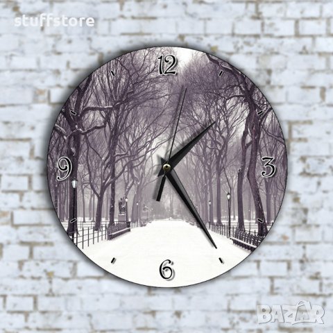 Стенен Часовник - Красива Зимна Алея Зима в Парка, снимка 1