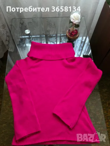 Цикламен дамски пуловер с дълъг ръкав, снимка 2 - Блузи с дълъг ръкав и пуловери - 47999526