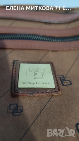 Кожена дамска чанта от Ashley Brooke в кафяв цвят, снимка 2 - Чанти - 52314150