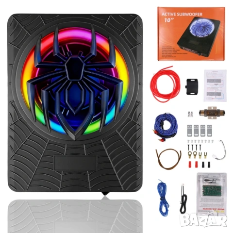 Компактен 10” автомобилен 1200W(peak) активен субуфер с RGB динамична подсветка и контрол на басите, снимка 9 - Аксесоари и консумативи - 53449054