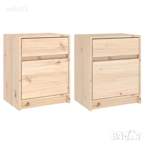 vidaXL Нощни шкафчета, 2 бр, 40x31x50 см, борово дърво масив