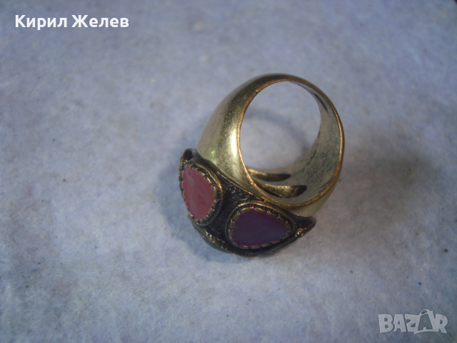 ПОЗЛАТЕН ЕМАЙЛИРАН БРОНЗОВ ЕТНОГРАФСКИ СТИЛ МАСИВЕН ПРЪСТЕН 22960, снимка 16 - Пръстени - 36410806
