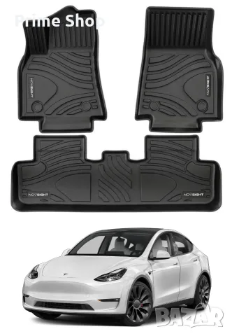 К-кт 3 части 3D трислойни TPE стелки за Tesla Model Y (2019-2023), NOVSIGHT, черни