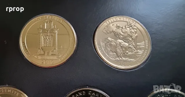 САЩ. ¼ долар. Позлатена серия. С 999 карата злато.
2010 година.Филаделфия., снимка 3 - Нумизматика и бонистика - 49003895