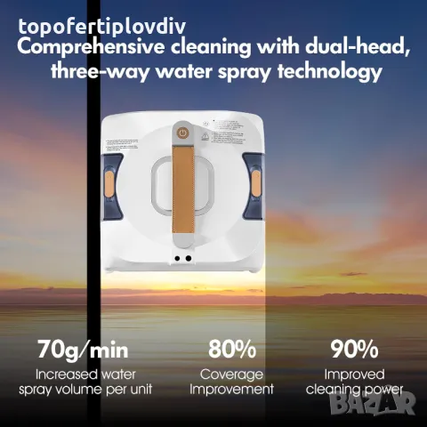 Робот за почистване на прозорци Dual Spray Window Cleaning Robot,Гаранция, снимка 6 - Прахосмукачки - 47785121