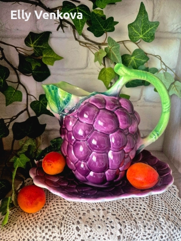 Италиански керамични плато и кана