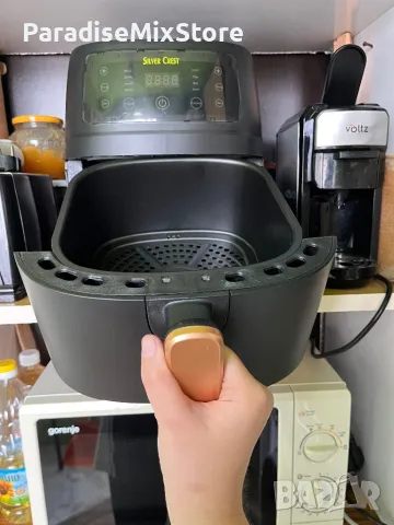 Airfryer Silver Crest S-18 2400 W 8 L капацитет на вместимост  8 предварително подготвени програмил , снимка 5 - Фритюрници - 49865318