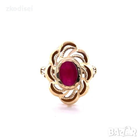 Златен дамски пръстен с рубина 2,10гр. размер:56 14кр. проба:585 модел:29948-4, снимка 1