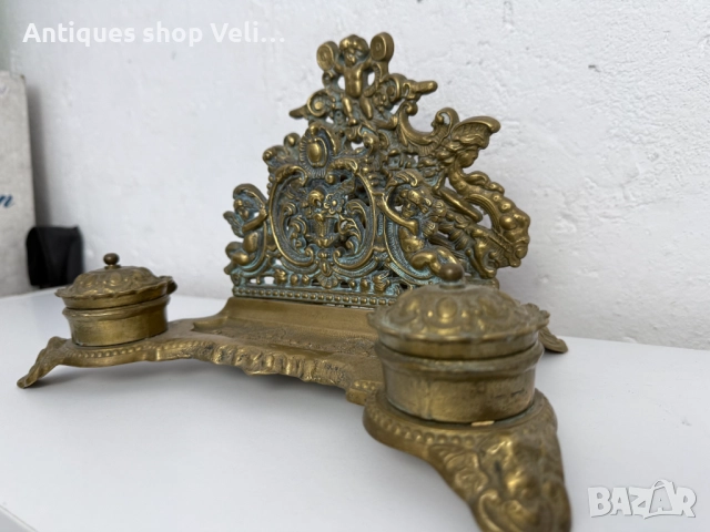 Бронзова мастилница №7568 , снимка 2 - Антикварни и старинни предмети - 52288060