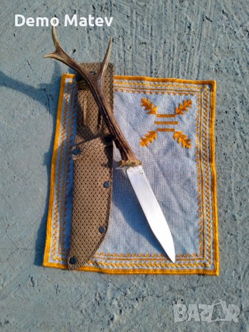 Продавам  нож с дръжка от еленски рог, снимка 3 - Ножове - 42612913