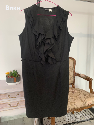 Елегантна черна рокля в размер XL, снимка 6 - Рокли - 44518647