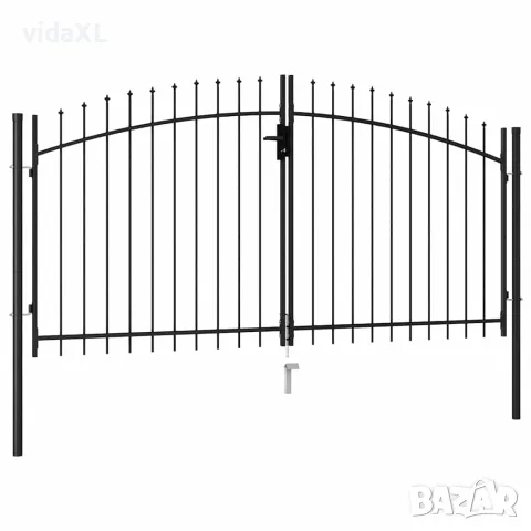 vidaXL Оградна порта Woerden с двойна врата с шипове отгоре 299,5x199,5 см