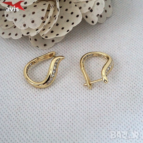 Обеци с 14К златно покритие 2141871, снимка 3 - Обеци - 53568773