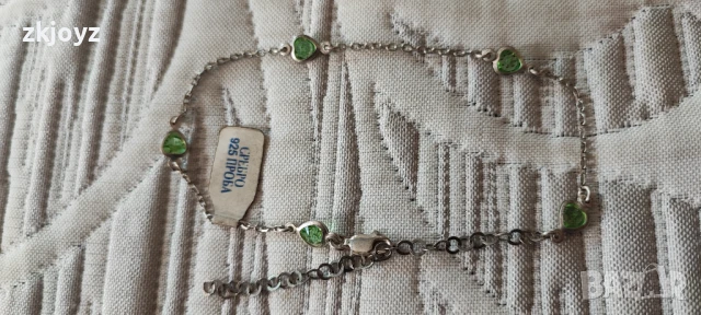 НОВА СРЕБЪРНА ГРИВНА ЗА КРАК С ЦИРКОНИИ 3.60 ГРАМА/ ПРОБА 925, снимка 4 - Гривни - 51160546