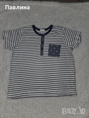 Лот от 4 Летни Тениски и 1 Гащеризонче - 9-12м, снимка 4 - Бебешки блузки - 51007802