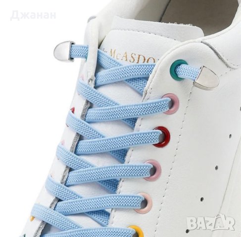 Плоски ластични връзки за обувки с метални стопери