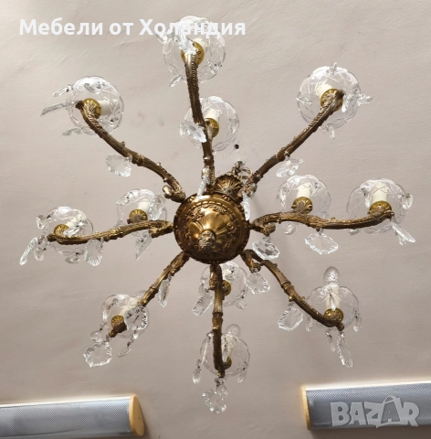 Месингов полилей за 12 крушки, снимка 2 - Полилеи - 53084023