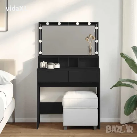 vidaXL Тоалетка с LED, черна, 80x41x134,5 см, снимка 2 - Тоалетки - 56148124