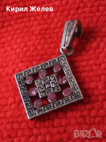 АЖУРЕН КЛАСИЧЕСКИ ОРНАМЕНТИРАН СРЕБЪРЕН ПЕНДАНТ СРЕБРО 925 с ИНКРУСТИРАНИ КАМЪНИ РОЗОВ АМЕТИСТ 18872, снимка 8 - Колиета, медальони, синджири - 50416994