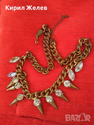 ЗЛАТИСТА ПЪНКАРСКА КРИСТАЛНА ОГЪРЛИЦА КОЛИЕ ГЕРДАН 23741, снимка 2 - Колиета, медальони, синджири - 35353326