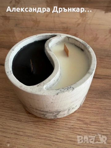 Ръчно изработена соева свещ Ин и Ян 