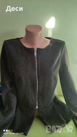 РАЗПРОДАЖБА сива красива блузка с цип, снимка 4 - Блузи с дълъг ръкав и пуловери - 38657954