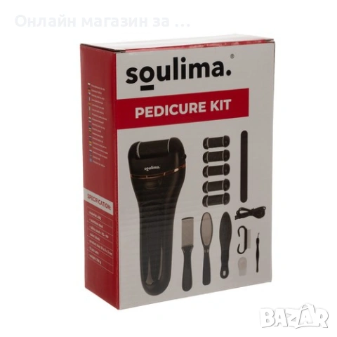 Електрическа пила за крака, Soulima, пълен комплект с 6 ролки, 2 пили, 2 тавички, 2 четки, черна, снимка 8 - Електрически пили за пети - 53431227