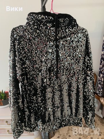 Дамска блуза с паети на размер М, снимка 12 - Блузи с дълъг ръкав и пуловери - 44430958