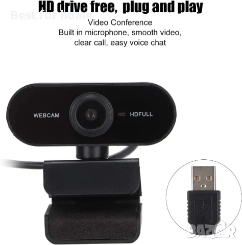 1080P Full HD уеб камера с микрофон, снимка 7 - Камери - 51041898