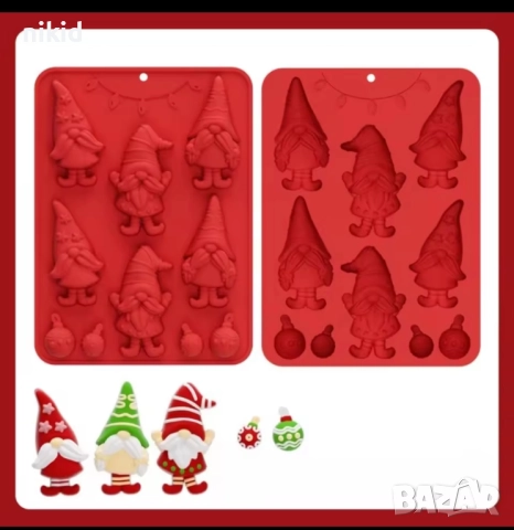 Джудже джуджета коледни силиконов молд форма фондан шоколад гипс, снимка 2 - Форми - 51815155
