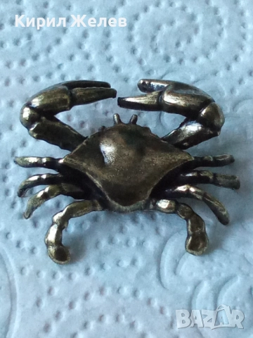 Бронзова малка фигурка на рак 52493, снимка 3 - Антикварни и старинни предмети - 52730305