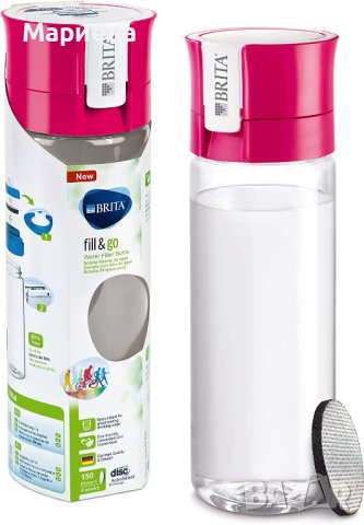 Brita fill&go Vital  бутилка за вода, розова прозрачна , 0.6L, снимка 1 - Други спортове - 40884450