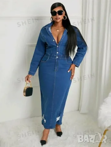 XL-XXL Еластична дънкова рокля