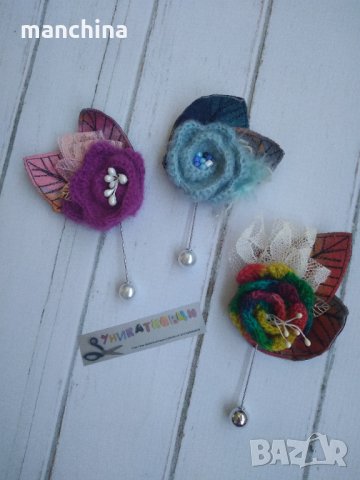 Плетена брошка "Цветле", снимка 4 - Други - 35729214