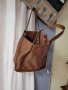 Естествена кожа голяма кафява чанта,тип торба, снимка 7